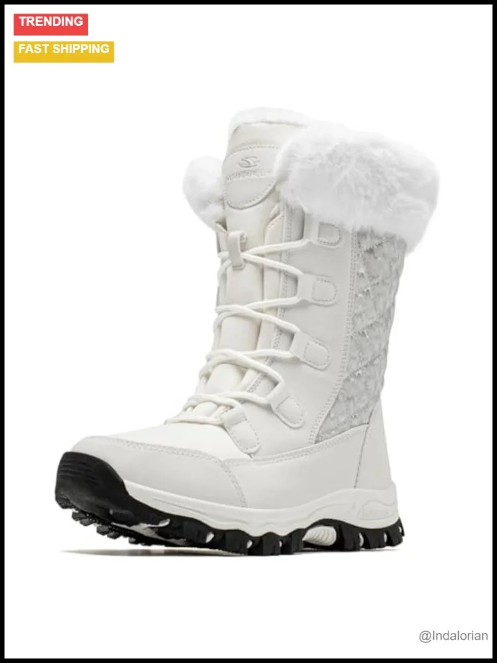 Water Resistant Faux Fur Trim Snow Boots with Lace Up